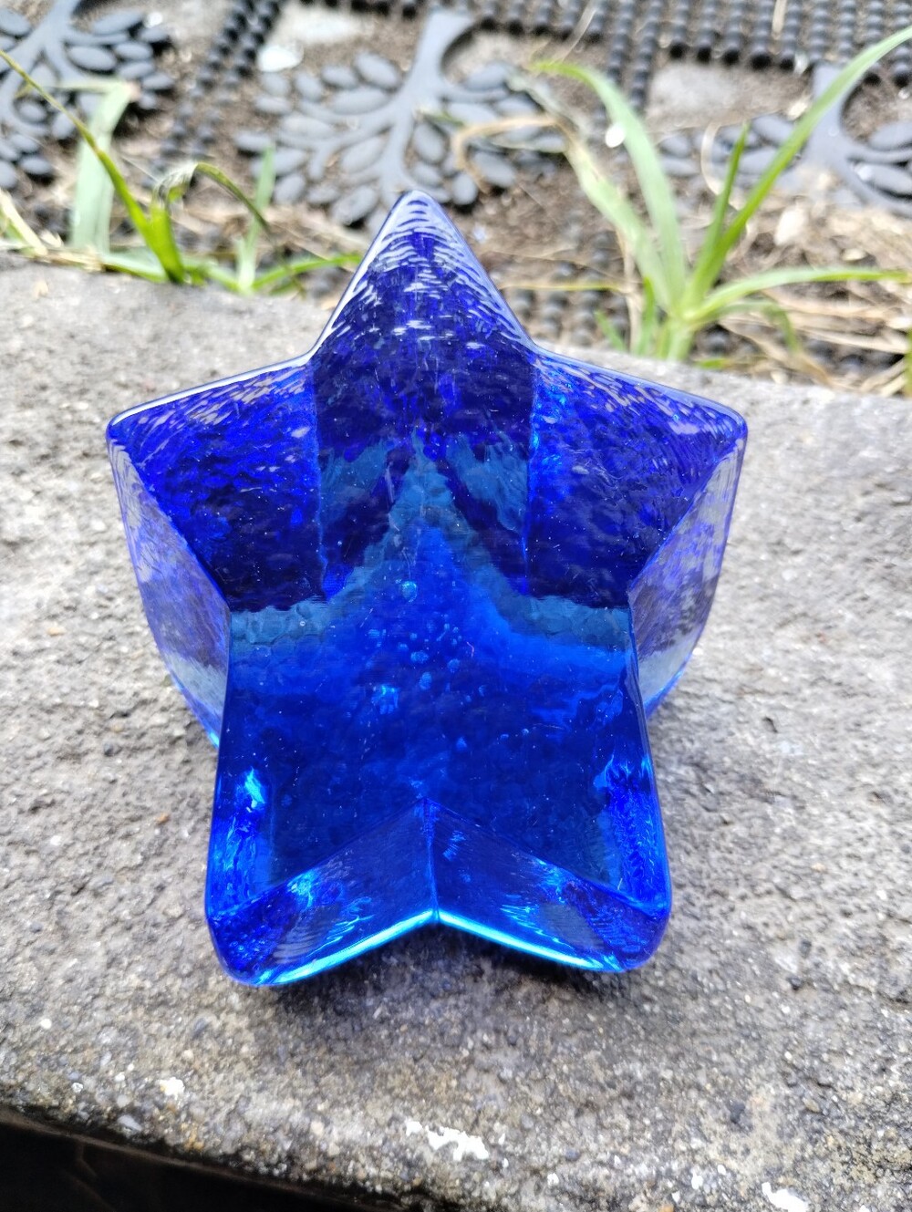 Fire & Light Blue Cobalt Star Recycled glass MADE IN USA RARE